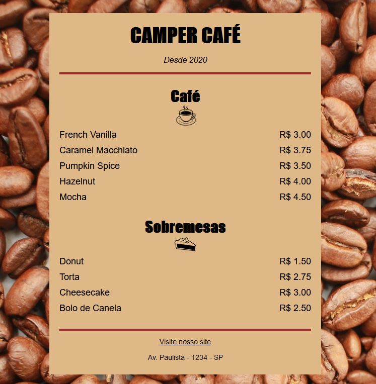 página Camper Café